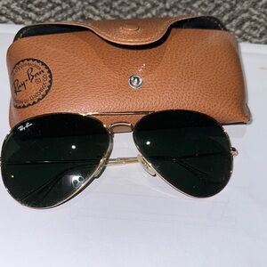 Ray-Ban Gold and Black Aviator Sunglasses
